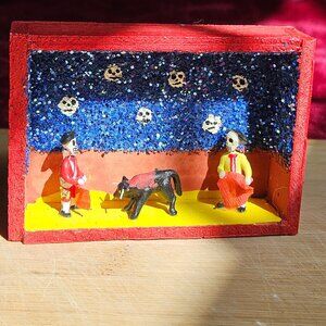 VINTAGE OAXACAN BULLFIGHT SCULPTURE DIORAMA